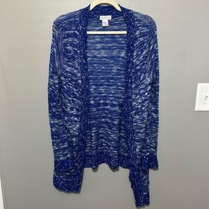 Joseph A. Blue Marled Open Front Cardigan Sweater Large Gorgeous EUC